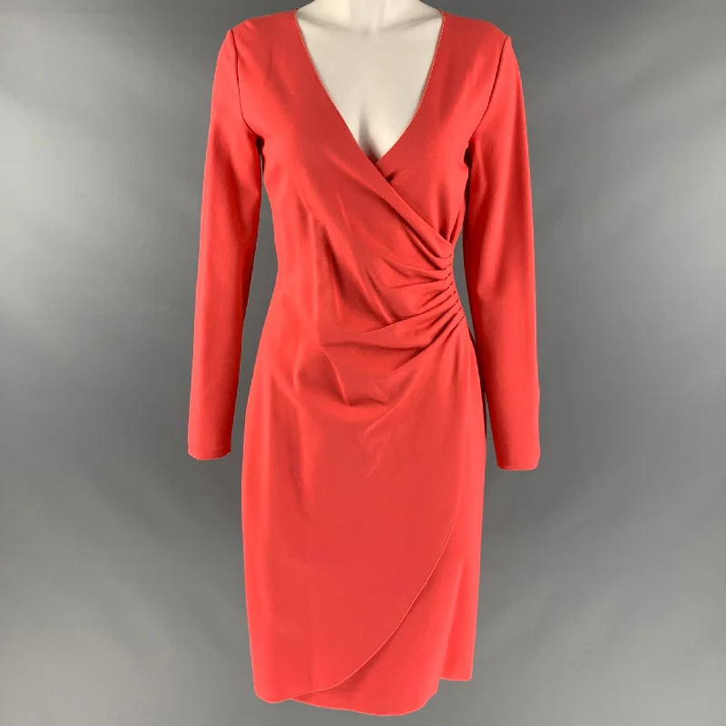 EMPORIO ARMANI Size 6 Orange Viscose Blend Faux Wrap Dress Trendy new unclassified dresses