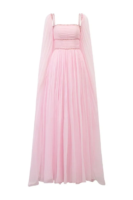 ESPERANZA PINK SILK PLEATED GOWN Boho unclassified dresses