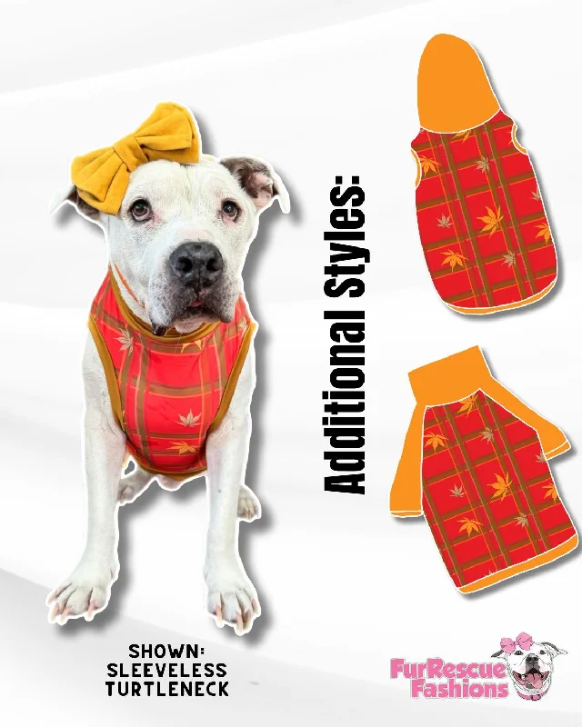 Falling For Plaid Dog Pajama with Mustard Neck & Trim/Sleeves Street style unclassified dresses