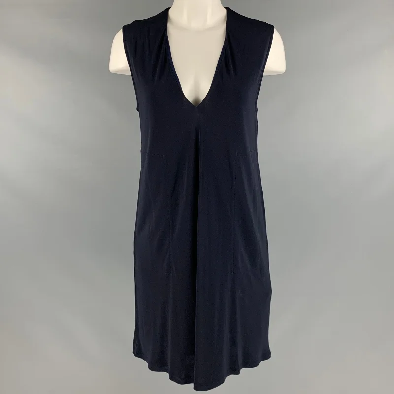 HELMUT LANG Size XS Navy Viscose V-Neck Dress Backless unclassified dresses