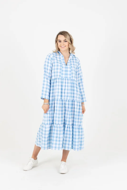 Jac Dress Blue Check Floral unclassified dresses