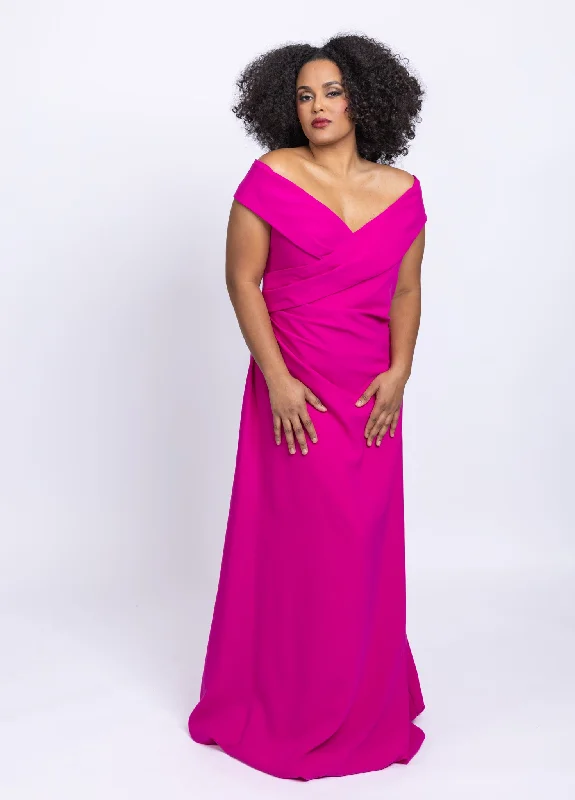 Jovani 06746A Fuchsia Off The Shoulder Evening Gown Club unclassified dresses