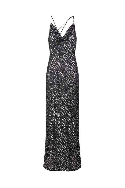 KENYA BLACK COWL-NECK GOWN Bodycon unclassified dresses