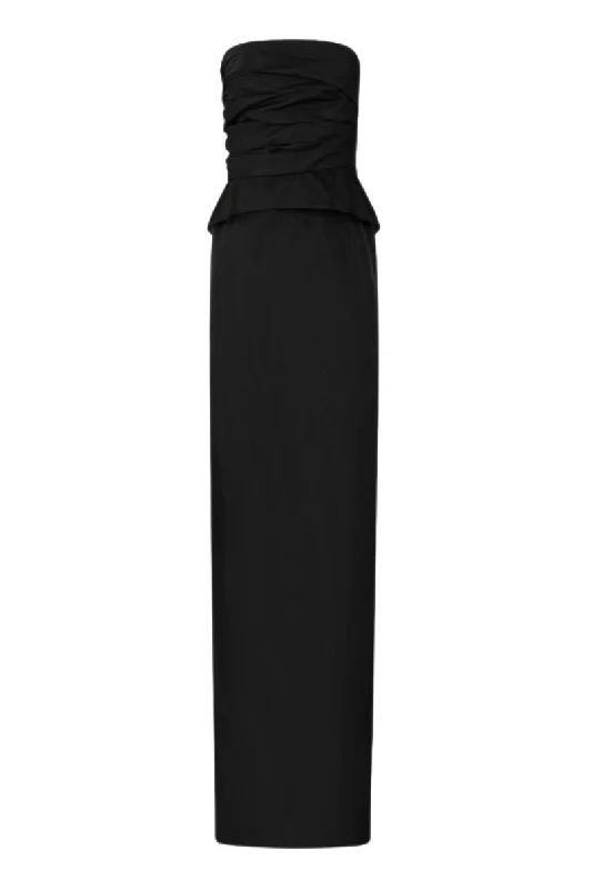 KRISTINE BLACK STRAPLESS PEPLUM GOWN Halter unclassified dresses