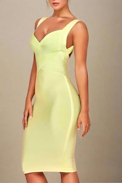 Kyla Bandage Dress - Sun Yellow Ruched unclassified dresses