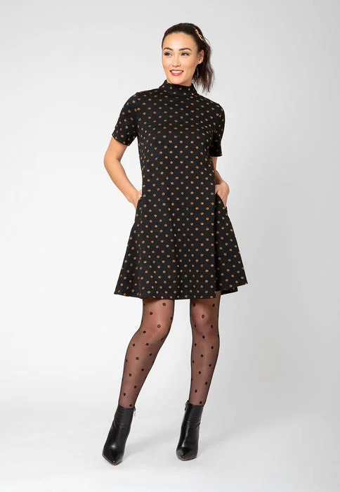 Leota Women's Anya Polka Dot Fit And Flare Dress Black Size Medium Petite unclassified dresses