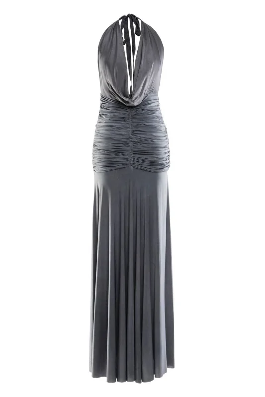 LOUISE GRAY COWL RUCHED GOWN Breathable unclassified dresses