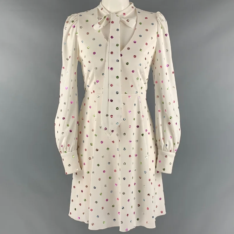 MARC JACOBS Size 2 White Multi Color Polyester Dots A Line Dress Preppy unclassified dresses