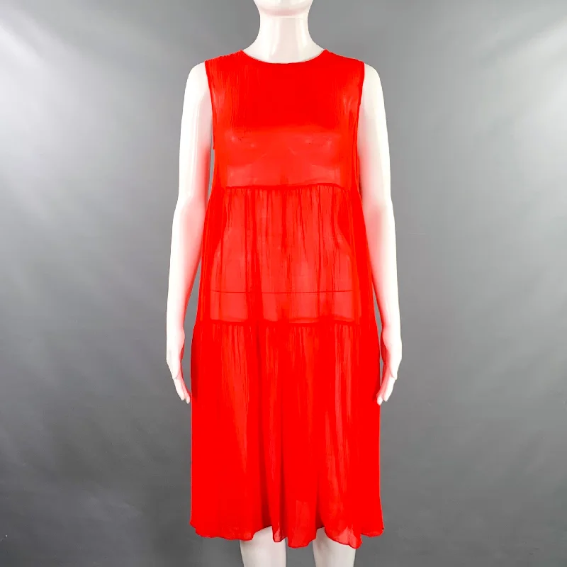 MAX MARA Size M Red See Through A-Line Dress Pastel unclassified dresses