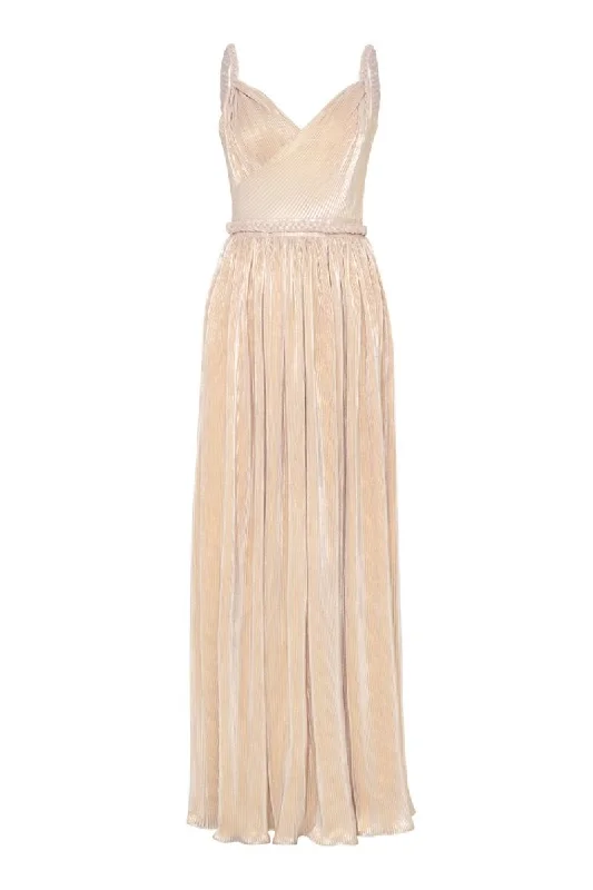 METALLIC A-LINE BEIGE GOWN Corset unclassified dresses