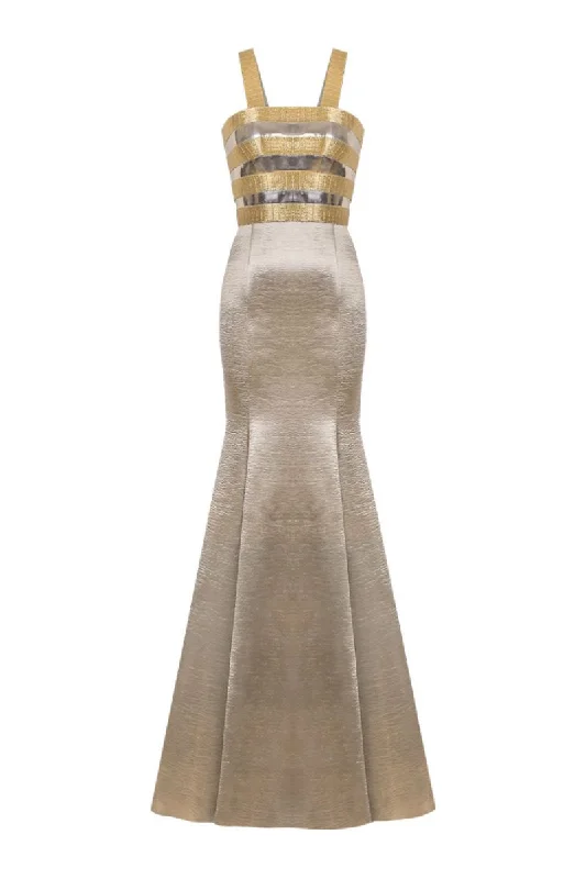 METALLIC GOLD FISHTAIL GOWN Printed unclassified dresses