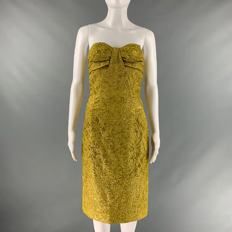 MICHAEL KORS COLLECTION  Size 4 Gold Silk Blend Metallic Strapless Dress Discounted unclassified dresses