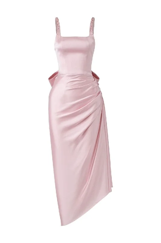 PINK ZURI SILK SATIN ASYMMETRIC EVENING DRESS Fashionable unclassified dresses