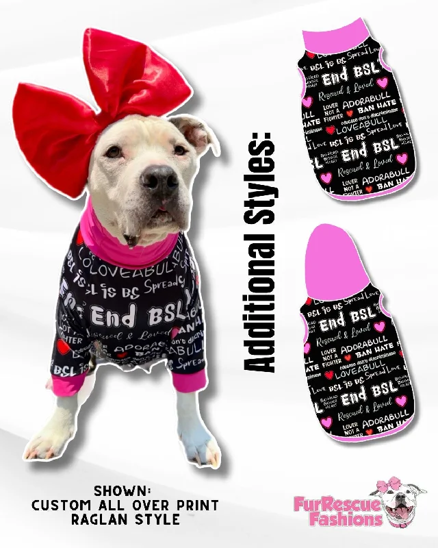 Pittie Proud Black - End BSL Dog Pajama with Hot Pink Neck & Trim/Sleeves High-low unclassified dresses