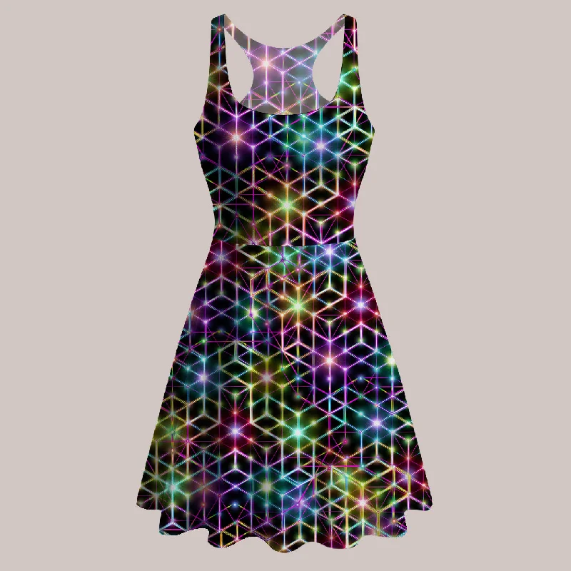 Psychedelic Skater Dress (UV/RGB, Eco-Friendly) | 2CB Party unclassified dresses