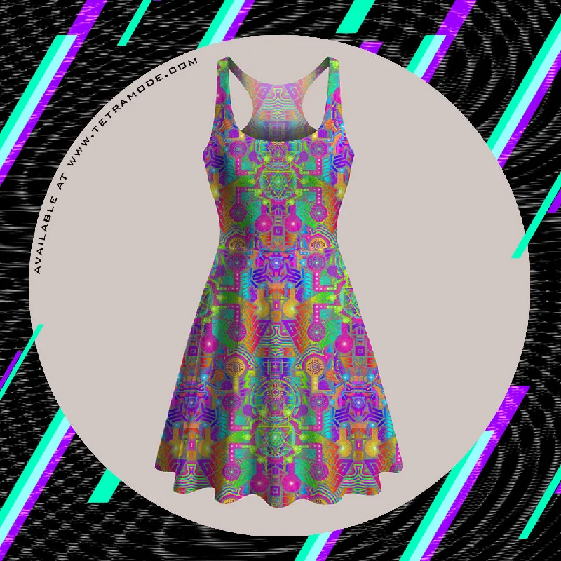 Psychedelic Skater Dress (UV/RGB, Eco-Friendly) | BLEEP BLOOP Cocktail unclassified dresses