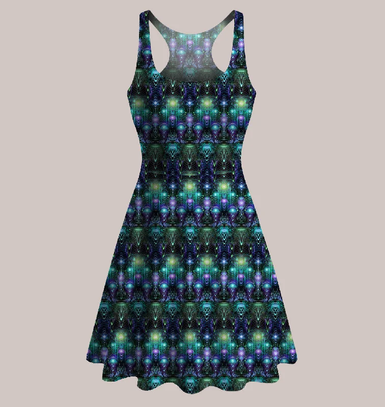 Psychedelic Skater Dress (UV/RGB, Eco-Friendly) | CERNUNNOS Bodycon unclassified dresses