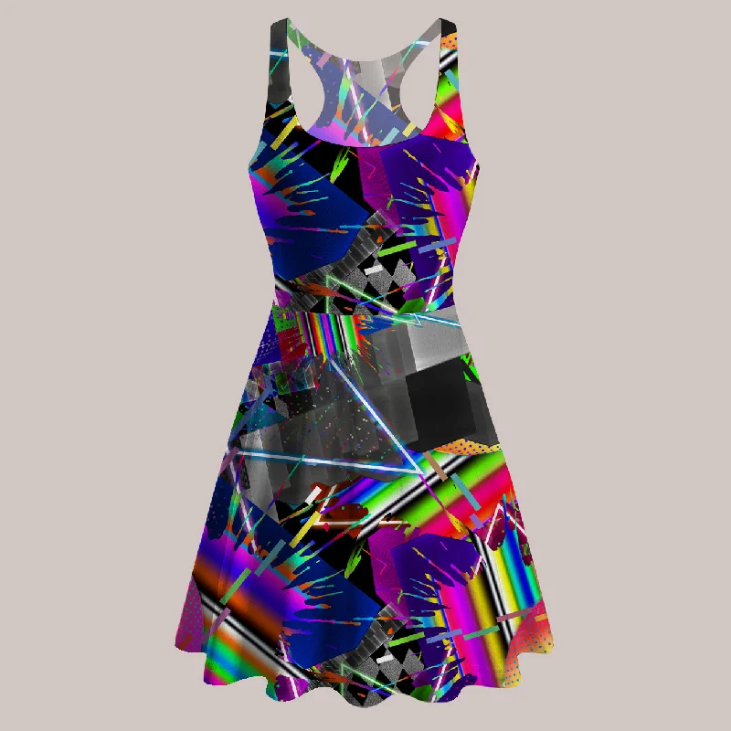 Psychedelic Skater Dress (UV/RGB, Eco-Friendly) | FLASHBACK Long unclassified dresses