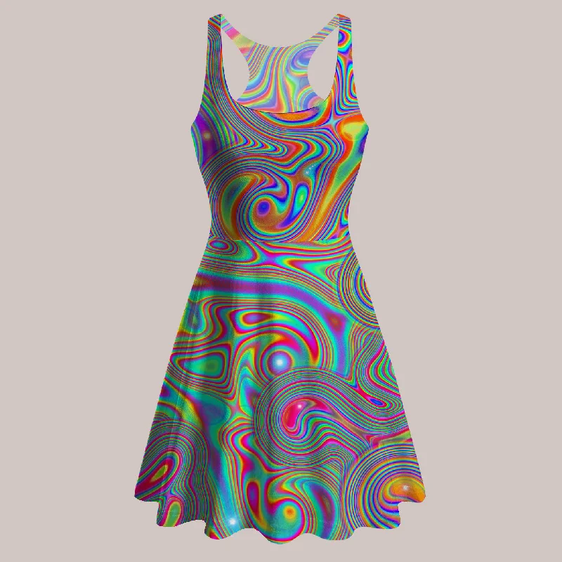 Psychedelic Skater Dress (UV/RGB, Eco-Friendly) | LIQUISYRGIC Anniversary unclassified dresses