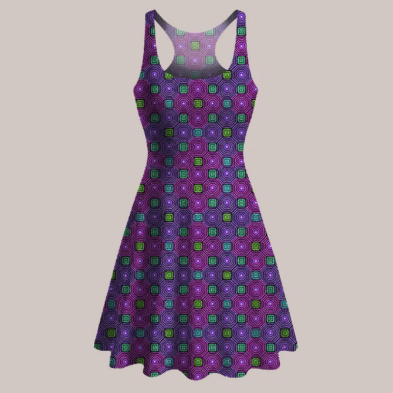 Psychedelic Skater Dress (UV/RGB, Eco-Friendly) | LUMINA Ruched unclassified dresses