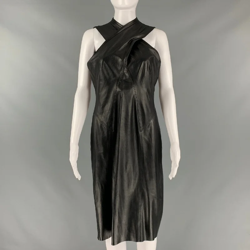 RALPH LAUREN Size 8 Black Leather Lamb Skin Sleeveless Dress Lightweight unclassified dresses