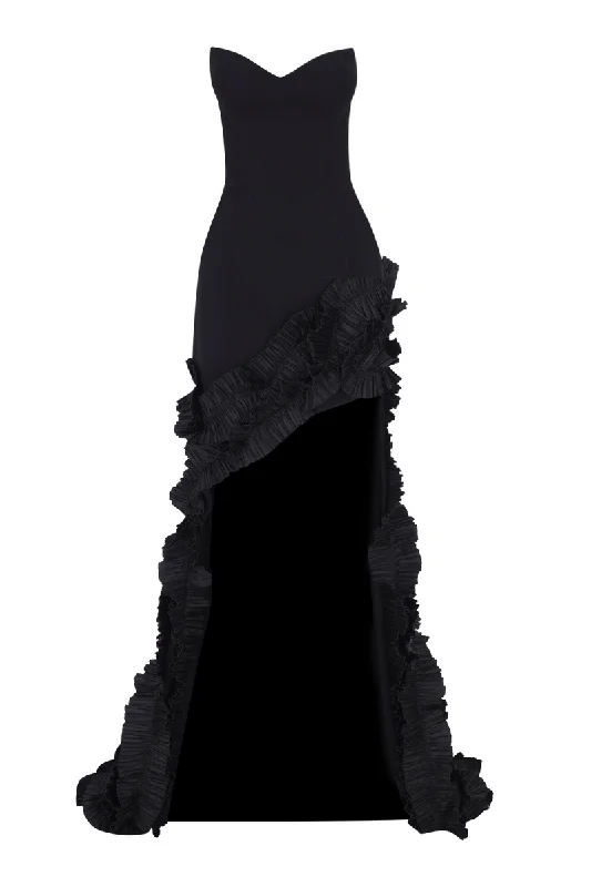 SIDNEY BLACK RUFFLED STRAPLESS MERMAID GOWN Winter unclassified dresses