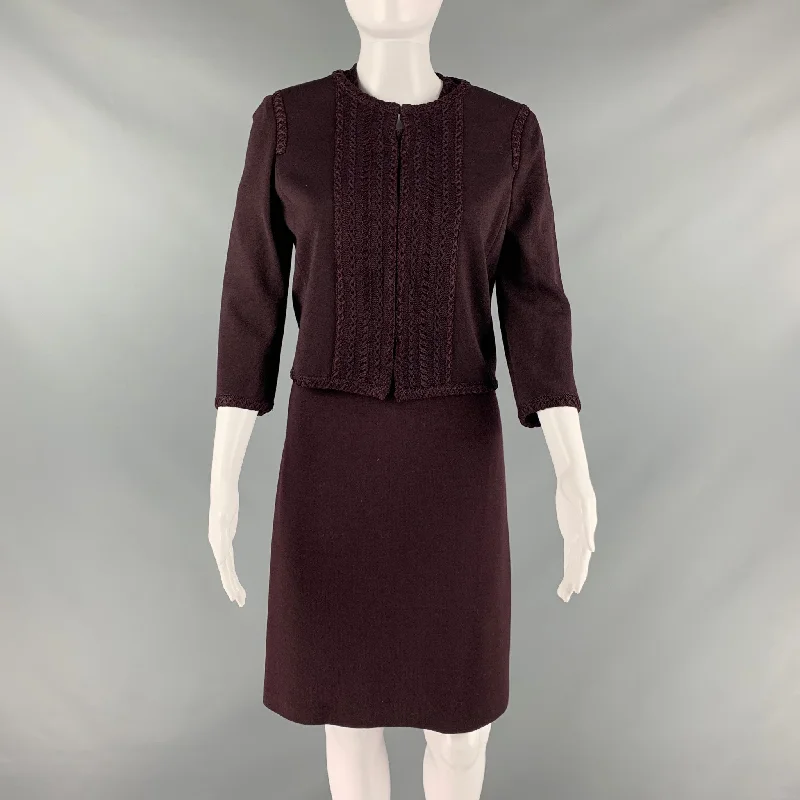 ST. JOHN Size 2 Brown Wool Rayon Below Knee Outifts Designer unclassified dresses