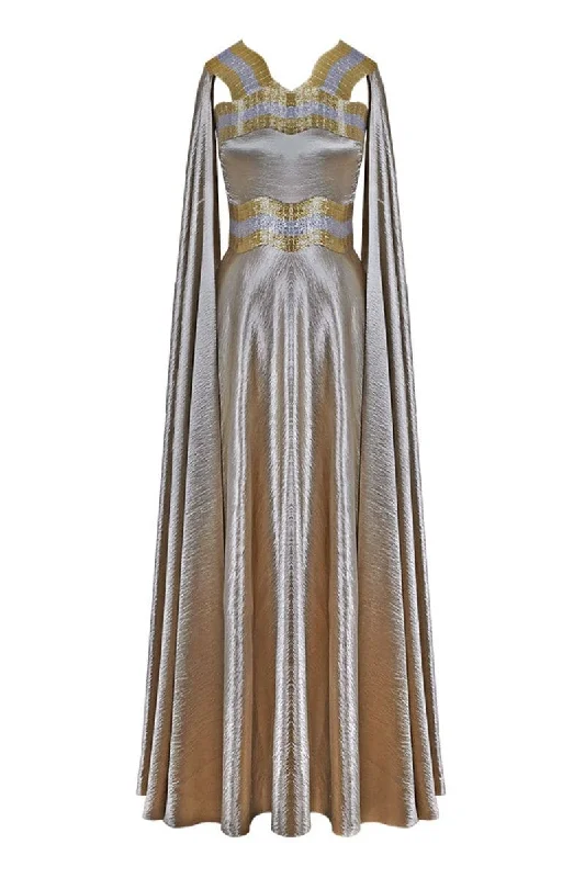 TEXTURED SATIN GOLD KAFTAN GOWN Bright color unclassified dresses