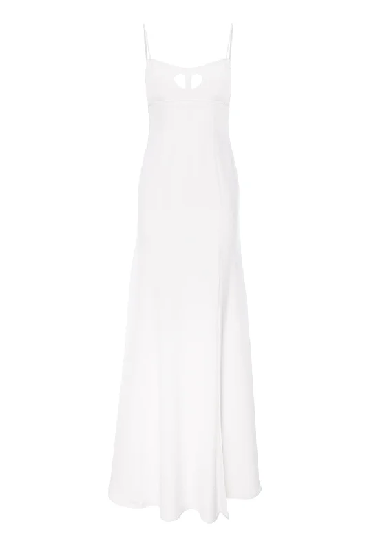 WHITE CUT-OUT HEART GOWN Ruched unclassified dresses