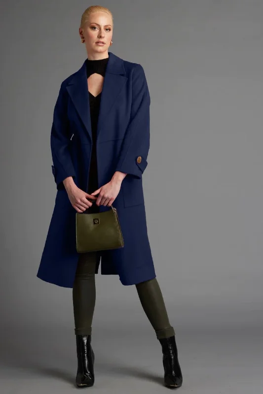 Withering Belted Wrap Trench Coat Navy High-low unclassified dresses