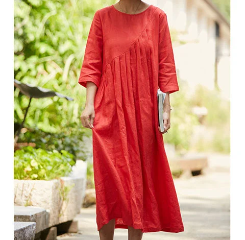 Loose Style 100% Linen Spring Women Dresses CH19003 Stylish unclassified dresses