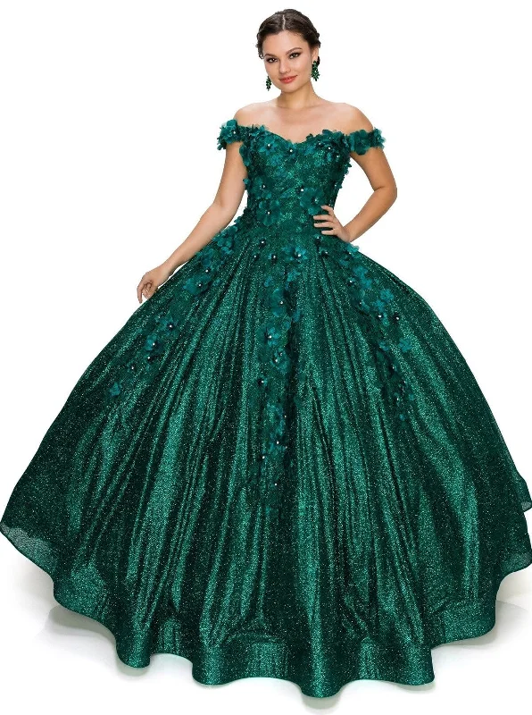 3D Floral Glitter Ball Gown by Cinderella Couture 8020J Urban Outfitters floral dresses