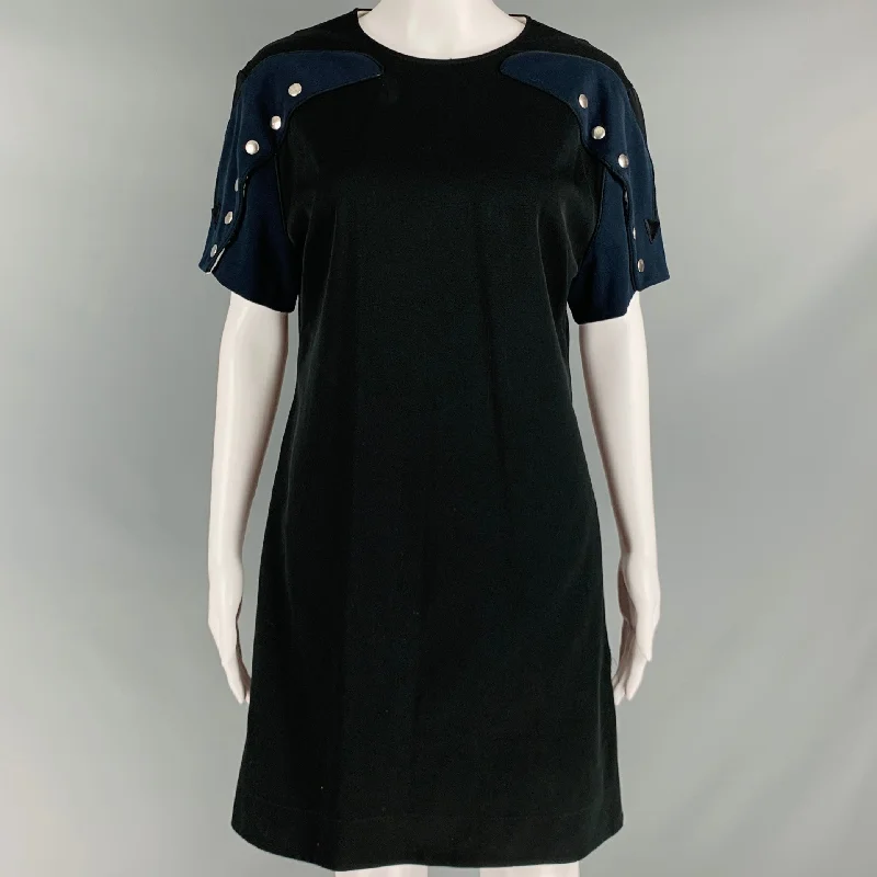 CALVIN KLEIN 205W39NYC Size 4 Black Navy Cotton Color Block Shift Dress Budget-friendly unclassified dresses