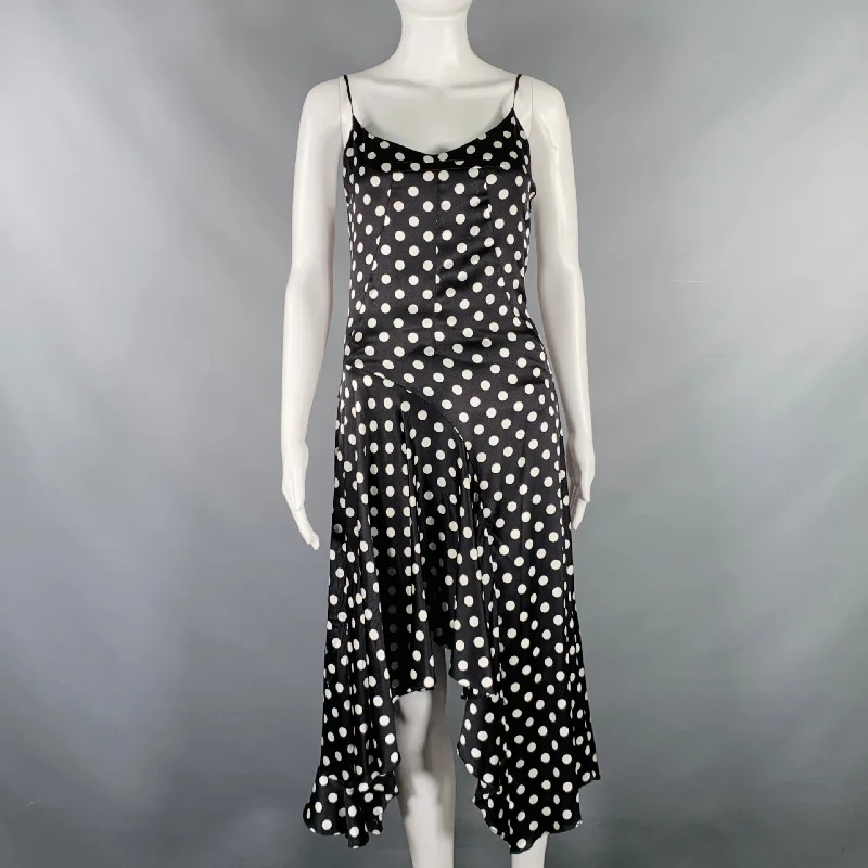 CAROLINE CONSTAS Size XS Black White Silk Blend Polka Dot Dress Anniversary unclassified dresses