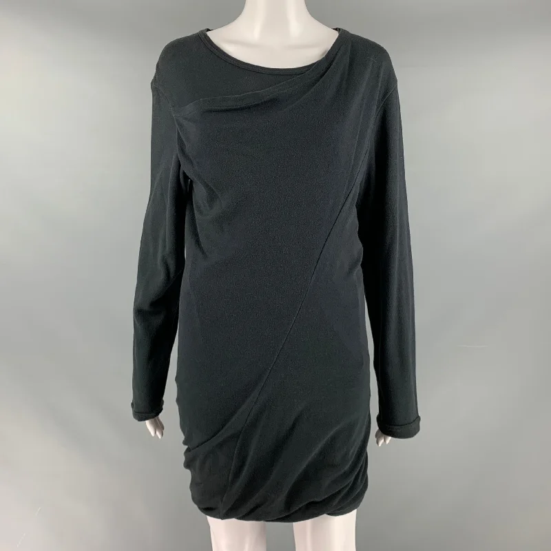 COMME des GARCONS 1980s Size M Black Cotton Bubble Hem Dress Color block unclassified dresses