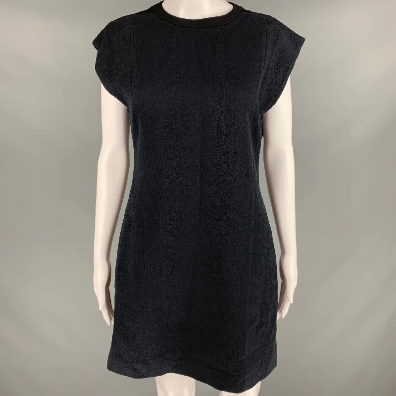 HELMUT LANG Size 4 Black Cotton Wool Textured Sleeveless Dress Luxury unclassified dresses