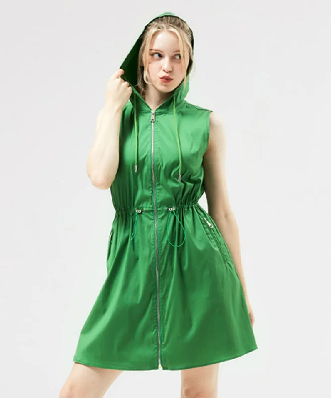 HENRY STUART Women's Hooded Sleeveless Dress - Green Petite unclassified dresses