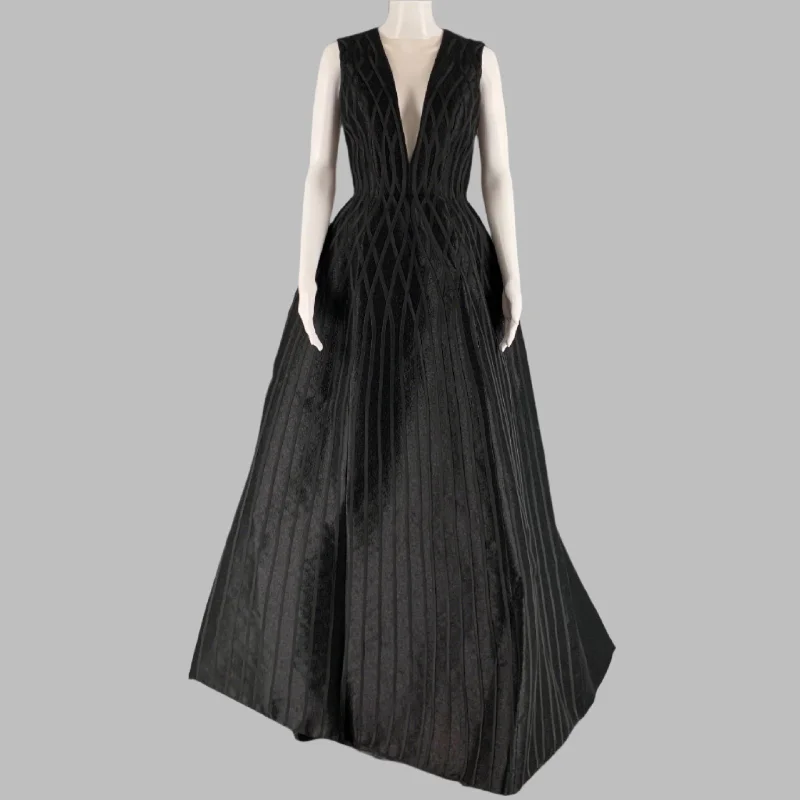 ISABEL SANCHIS Size 2 Black Nude Polyamide Silk Shiny Gown Knitted unclassified dresses