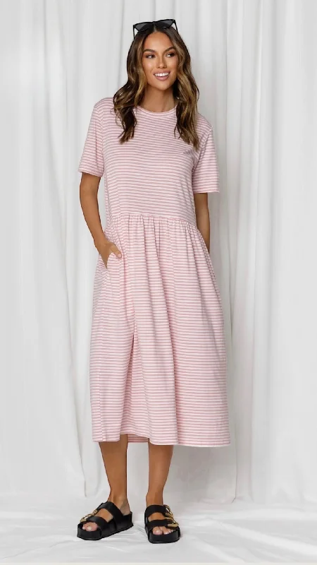 Kara Stripe Dress - Pink Casual chic unclassified dresses