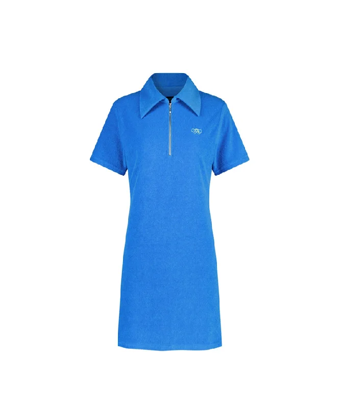 LE SONNET Terry Zip-Up Dress - Blue Silk unclassified dresses