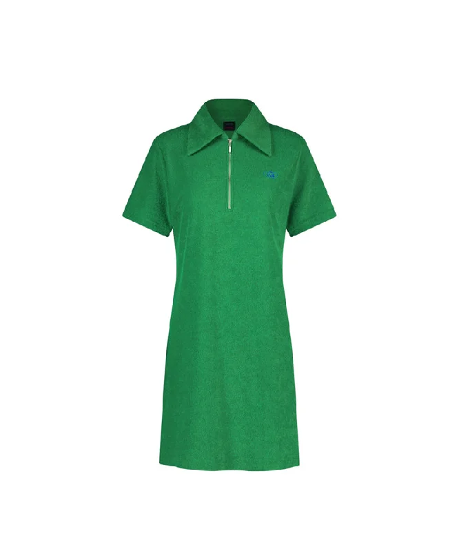 LE SONNET Terry Zip-Up Dress - Green Preppy unclassified dresses