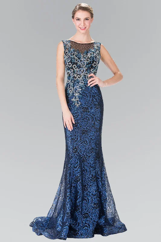 Long Floral Embroidered Sequined Dress by Elizabeth K GL2341 Best floral dresses for plus size