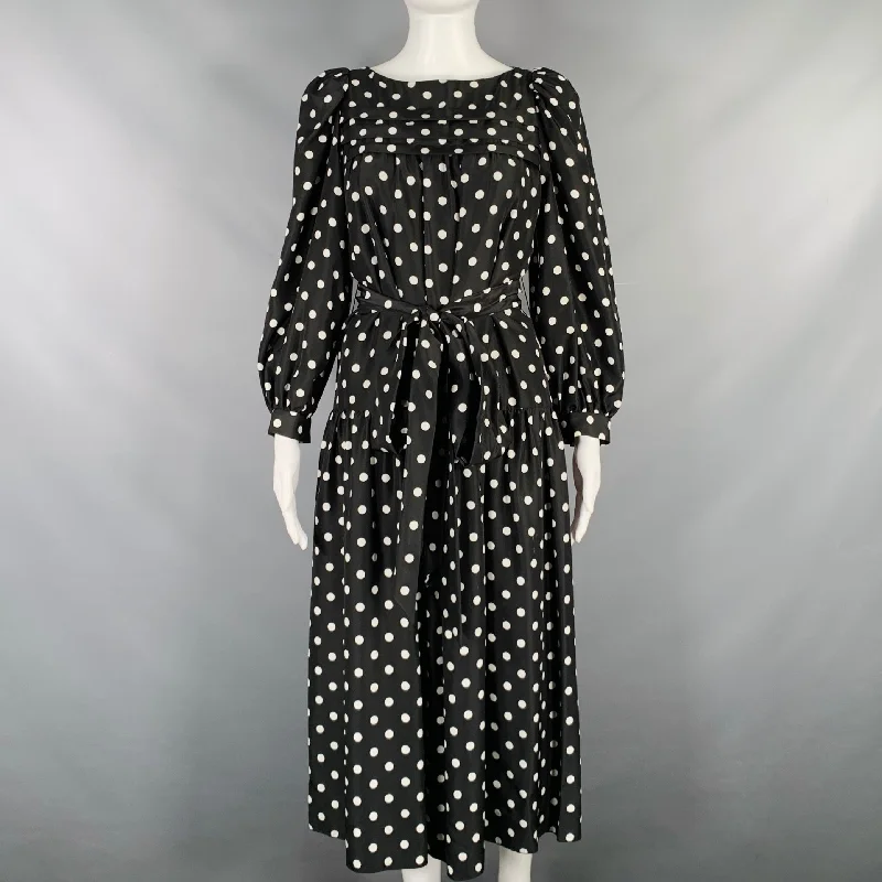 MARC JACOBS Size 2 Black White Silk Polka Dot A-Line Dress Party unclassified dresses