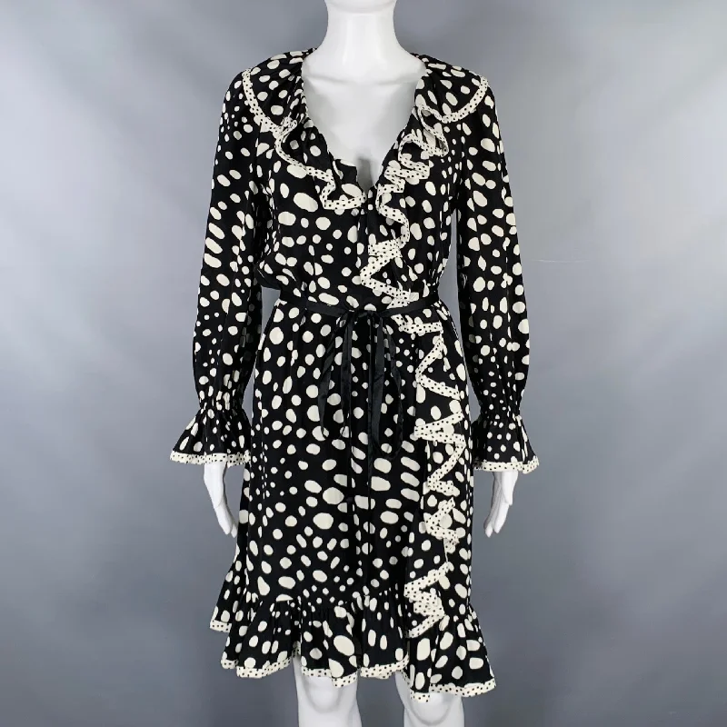 MARC JACOBS Size 4 Black White Polka Dot Wrap Dress Soft fabric unclassified dresses