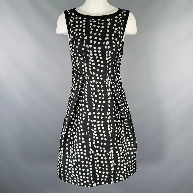 MAX MARA Size XS Black White Polka Dot A-Line Dress Off-shoulder unclassified dresses