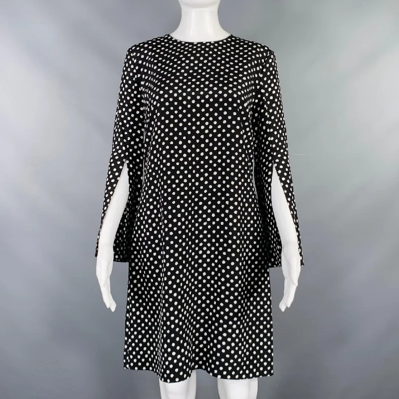 MICHAEL KORS COLLECTION Size 4 Black White Silk Polka Dot Bell Sleeves Dress Luxury unclassified dresses