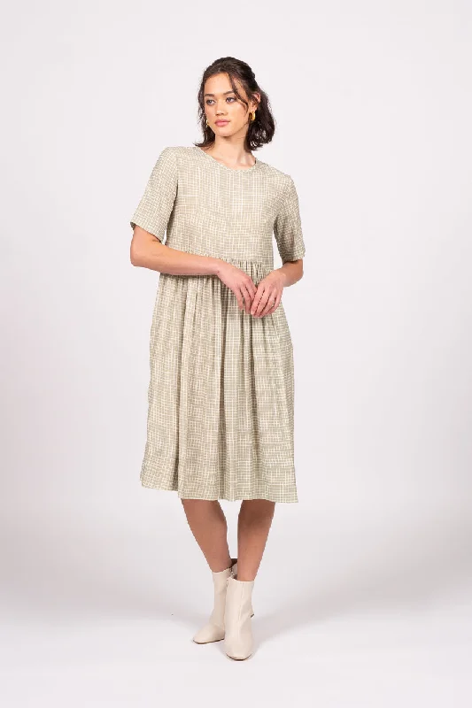 Otama Dress - Sage Grid Soft fabric unclassified dresses