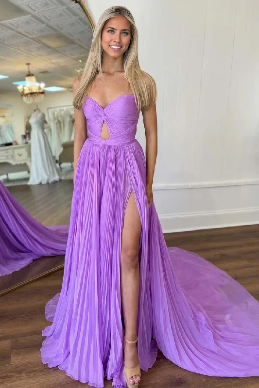 Prom Dress Pleated Slit Strapless Elegant unclassified dresses