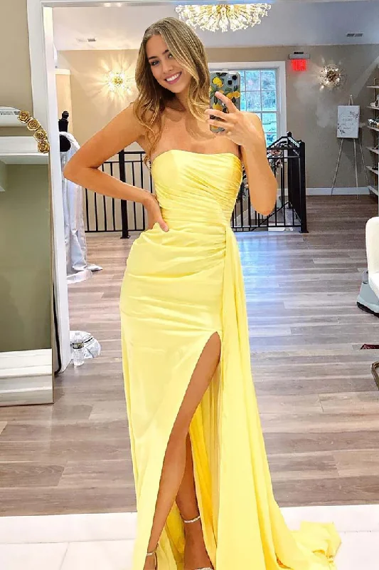 Prom Dress Strapless Slit Elegant Temperament Dress Wrap unclassified dresses