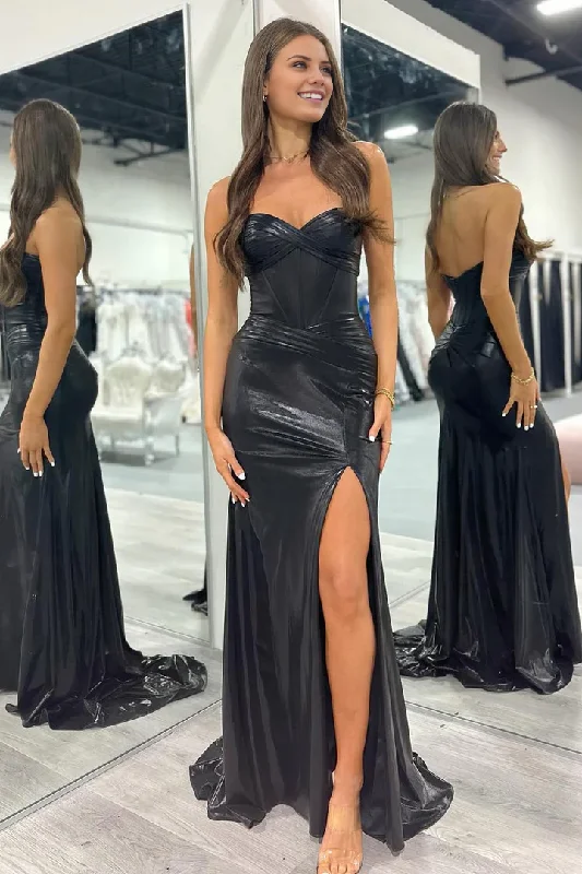 Prom Dress Sweetheart Corset Black Vent Dress Chiffon unclassified dresses